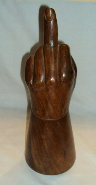 Vintage Carved Wooden Middle Finger Hand Flipping Off Bird Folk Art Decanter