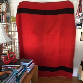 Vintage Golden Dawn Polar Star Red Wool Camp Blanket 86 X 73