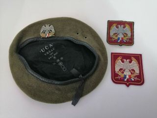 Yugoslav Army Officer Beret With 2 Patches