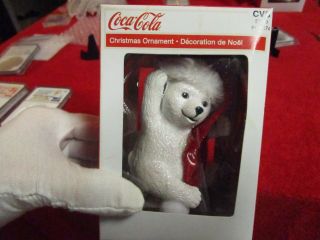 Coca Cola Coke Christmas Ornament,  Baby Polar Bear Red White Sparkly Holiday Nib