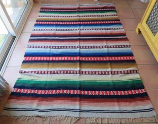 Vintage Mexican Weaving,  Rug,  Blanket C.  1930s.  Oaxaca,  Wool And Dye,  78 " X 53 "