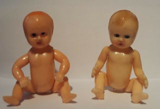 2 Vintage 3 Inch Celluloid Dollhouse Babies Hong Kong