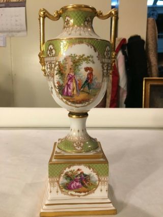 Antique Meissen Vase Hand Painted With Gold