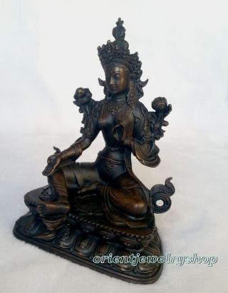 antique Tibetan Vintage Buddhism old Bronze God Buddha Statue 2