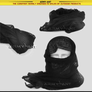 Black Tactical Cotton Mesh Scarf Wrap Face Cover Mask Shawl Sniper Veil 74 " X35 "