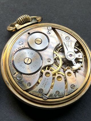 Vintage Buren Pocket Watch 10k Rolled Gold Grand Prix - Non Running