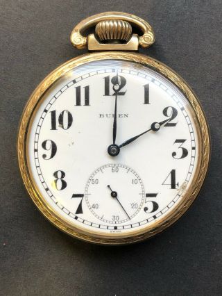 Vintage Buren Pocket Watch 10k ROLLED GOLD Grand Prix - NON RUNNING 2