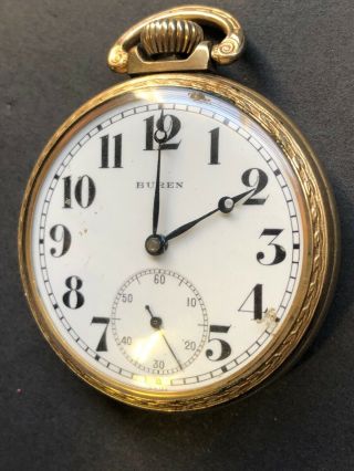 Vintage Buren Pocket Watch 10k ROLLED GOLD Grand Prix - NON RUNNING 3