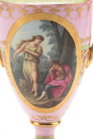 Stunning Antique Ackermann & Fritze Hand - Painted Gilt Porcelain Urn 2