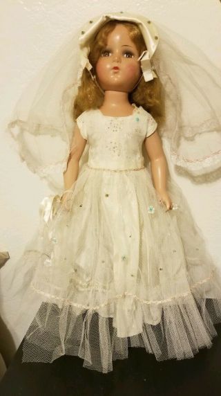 Vintage Madame Alexander Bride Doll,  Composition,  With All,  Dress 20 "