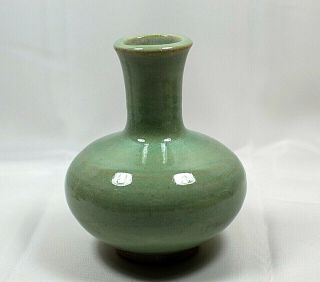 Antique Hand Thrown Art Pottery Chinese Celadon Vase With Unknown Makers Mark