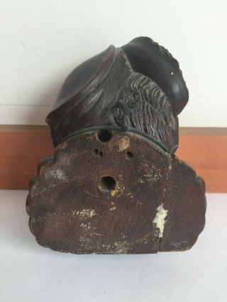 Antique Black Forest Wood Wooden Carving Pointed Eared MAN WITH PLUMED HAT 2