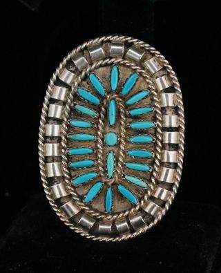 Vintage Navajo Sterling Silver Needle Point Turquoise Brooch Pendant