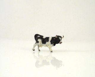 Franz Bergmann Vienna Austria Tiny Cow Black / White Cold Painted Bronze Brass