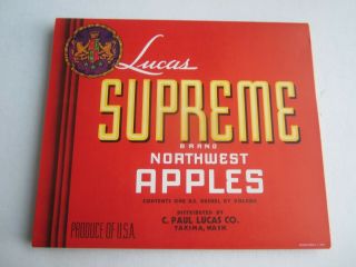 Of 100 Old Vintage - Lucas Supreme - Apple Labels - Yakima Wash.