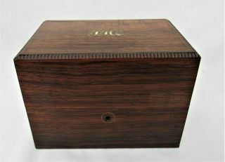Antique French Victorian brass Inaid wood tea caddy box porcelain storage jars 3
