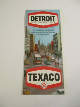 Vintage Texaco Detroit Michigan Gas Station City Street Travel Road Map Box M