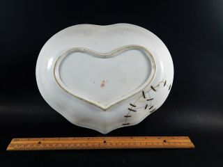 Antique English Derby Imari Porcelain Heart Shape Dish OLD JAPAN Staple Repair 2