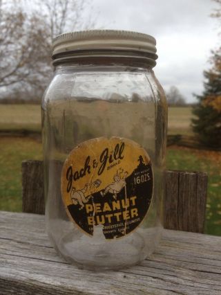 Vintage Jack And Jill Peanut Butter Glass Jar Toronto Loblaws Groceterias