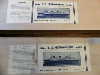 Two Vintage 1935 S.  S.  Normandie Ocean Liner Passenger Ship Wood Models