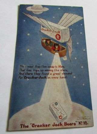 1907 Cracker Jack Bears Advertising Postcard 16 Flying To Mars