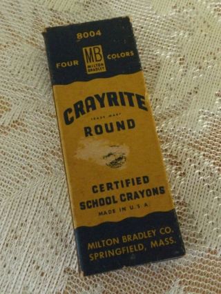VINTAGE MILTON BRADLEY 8004 CRAYRITE CRAYONS FOUR COLORS YELLOW BLUE RED GREEN 2