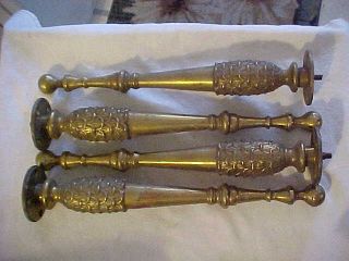 Set Of 4 Victorian Style Antique Cast Brass Table Legs 15 - 3/8 " Long Patina