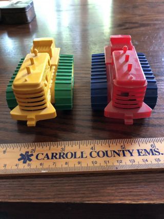 2 Vintage 1950 - 60s Ideal Toys Hard Plastic Bulldozers Tractors Earth Movers
