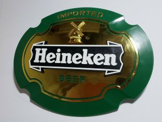 Heineken Imported Dark Beer Green Vintage Old Plastic Sign Windmill Reflective