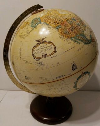Vintage Replogle 12 Inch World Classic Series Globe Raised Relief Map Wood Base