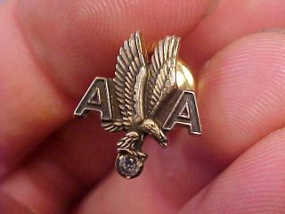 Vintage American Airlines 10 Year Service Pin Lgb 10k Gold W/ Diamond