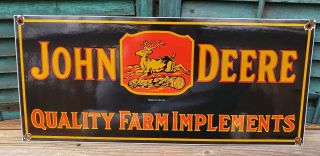 Large Vintage 1934 John Deere Farm Implement Porcelain Tractor Sign