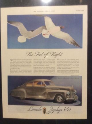 1941 Lincoln Zephyr / Kendall Oil 10x13 " Ad - Garage Decor