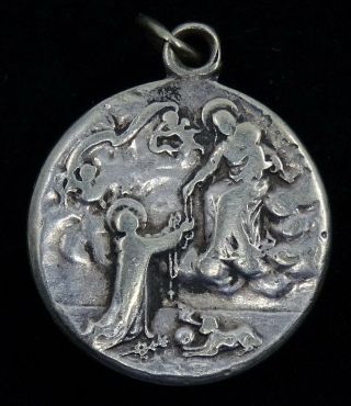 Vintage Religious Medal Saint St Simon Stock With Our Lady Of Mount Carmel