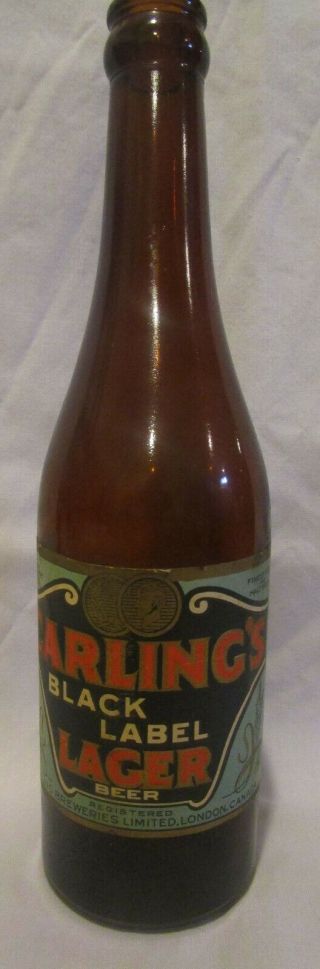 Vintage Carling Black Label Brown Glass Beer Bottle 11 0z - - Canada