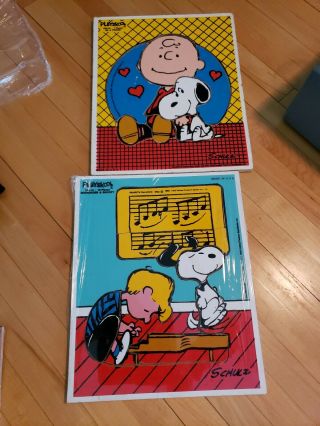 2 Vintage 1958 Playskool Peanuts Snoopy Puzzle Schulz Charlie Brown