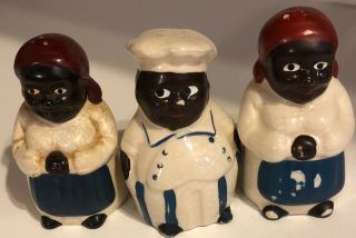 Vintage Black Americana Salt & Pepper Shakers - Chef & Mammy,  Mammy 5 "