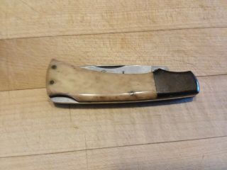 Vintage PARKER Mustang Single Blade Pocket Knife smooth bone handle 3