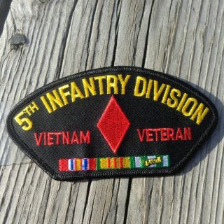 5th Infantry Division Vietnam Veteran 5.  25 " X 2.  75 " Iron On Hat Patch Nos