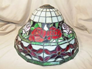 1920s Arts & Crafts Leaded Slag Glass Lamp Shade 16 " Wide X 8 " High 8649