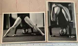 Vintage B&w Photograph Of Jr High School Girl Practicing Gymnastics