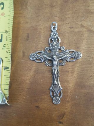 Large Old Antique Af Co Afco Sterling Silver Crucifix Cross Pendant 2 1/4 "