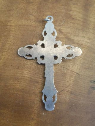 LARGE OLD Antique AF CO AFCO Sterling Silver Crucifix Cross Pendant 2 1/4 
