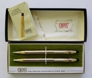 Vintage Ibm Logo Cross 1/20 10k Gold - Filled Pen & Pencil Set In Case
