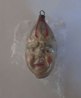 Rare Vintage Glass Christmas Ornament Clown Jester Head