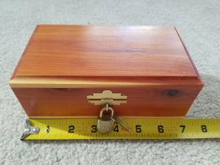 Vtg 7 " Cedar Wood Box Chest W Lock Keys Jewelry Trinket Secret Storage Hope Art