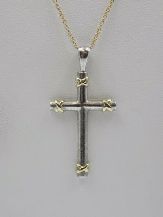 Precious Precious 14k 925 Cross Pendant / Necklace Sterling With Yellow Gold