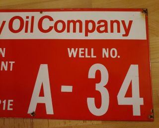 Vintage 1950s Getty Oil Company Porcelain Well Lease Sign 12 