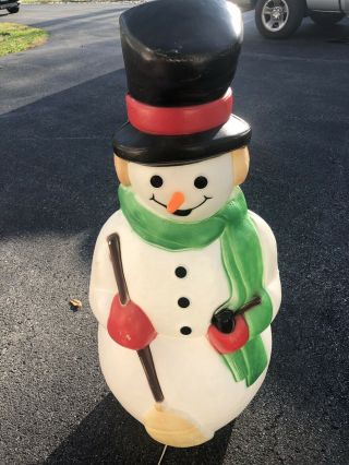 Vintage Empire Blow Mold Snowman Christmas Lighted Lawn Decor 39 " Carrot Cane