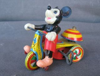 Vintage 1950s Linemar/marx Mickey Mouse Tin Litho & Celluloid Wind Up Toy,